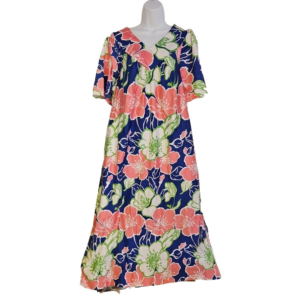 Vintage Carriage Court Floral Dress Size M Tropical Vacation House Dress Moo Moo